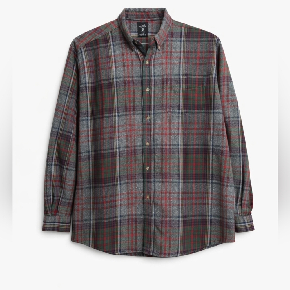 RedHead 2XL Plaid Flannel Button Down Shirt Green Red